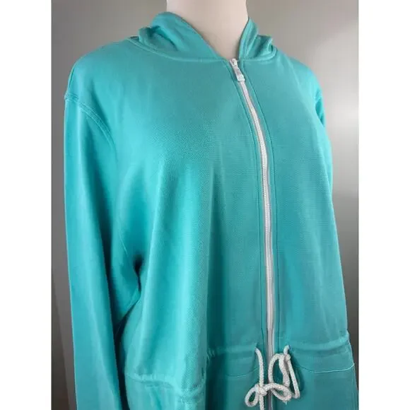Belle by Kim Gravel Perfect Pique Haute Zip Anorak Aqua Blue Womens Plus Size 4X - Picture 3 of 14